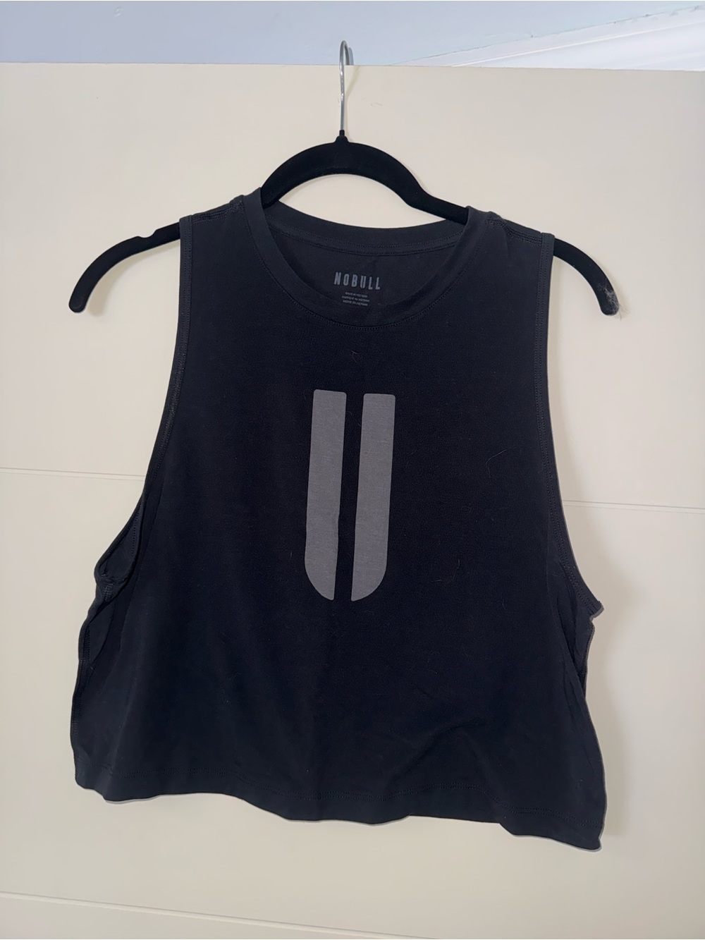 NOBULL Black Crop Muscle Tank with Reflective Logo